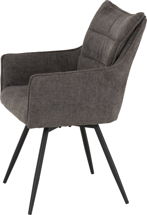 Lewis Carver Swivel Chair (2 Per Box) Grey Fabric