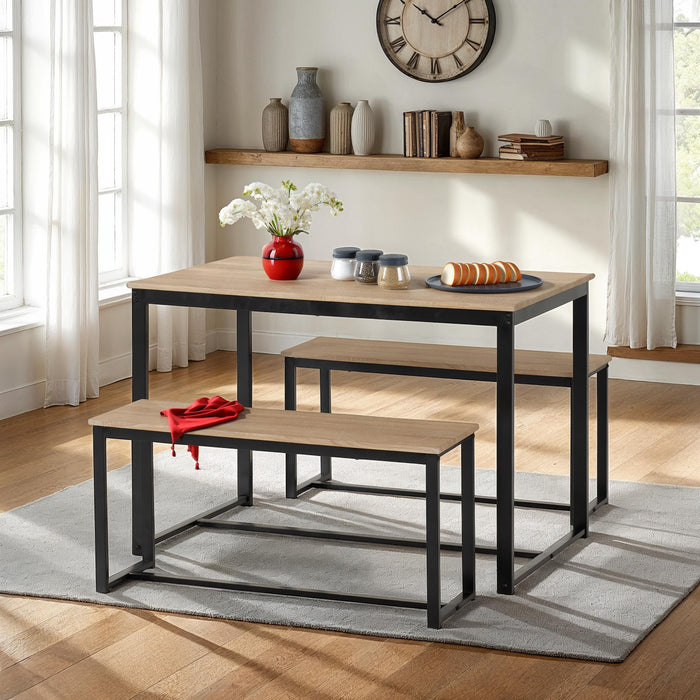 Lincoln 1+2 Dining Bench Set Sonoma Oak Effect/Black
