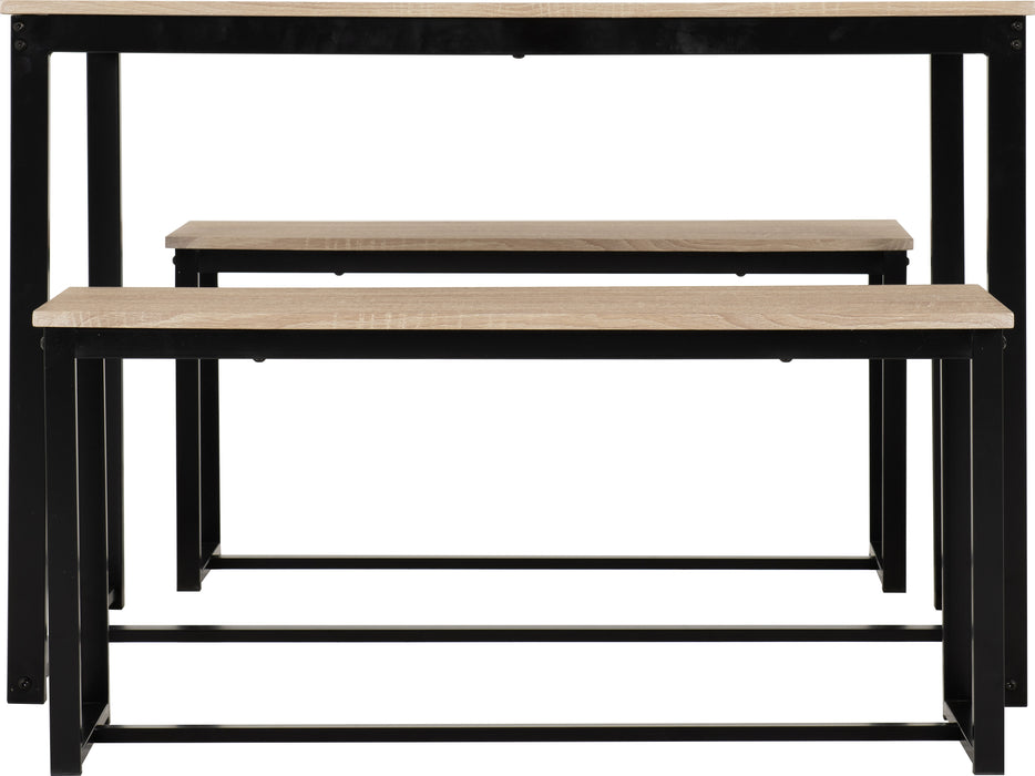 Lincoln 1+2 Dining Bench Set Sonoma Oak Effect/Black