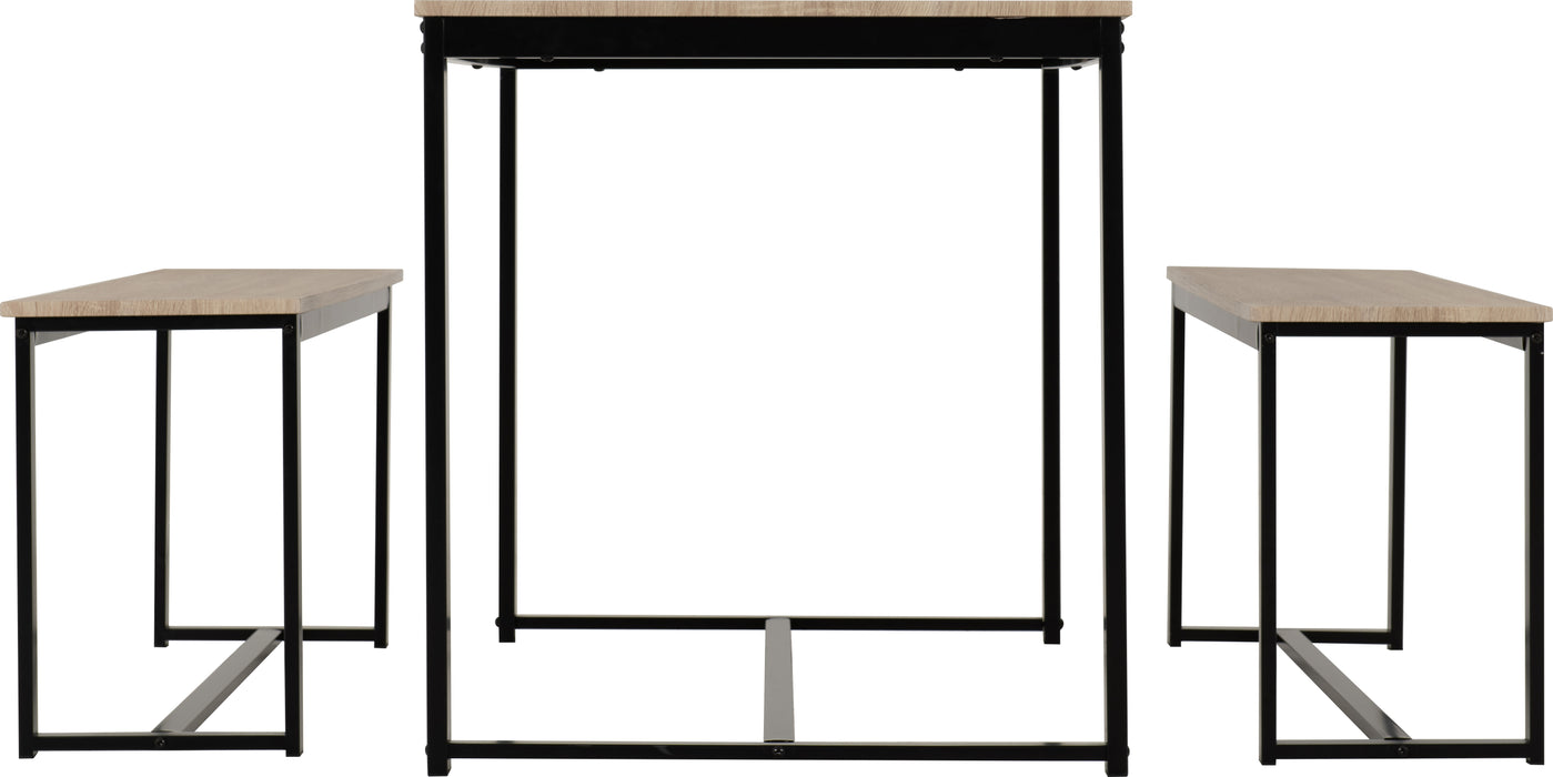 Lincoln 1+2 Dining Bench Set Sonoma Oak Effect/Black