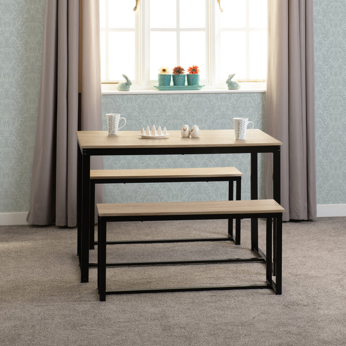 Lincoln 1+2 Dining Bench Set Sonoma Oak Effect/Black