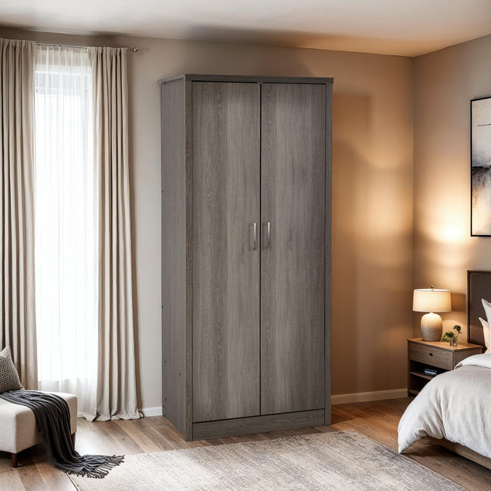 Lisbon 2 Door Wardrobe Black Wood Grain
