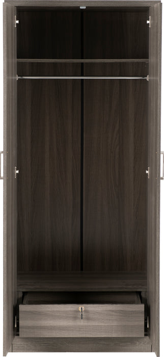 Lisbon 2 Door Wardrobe Black Wood Grain