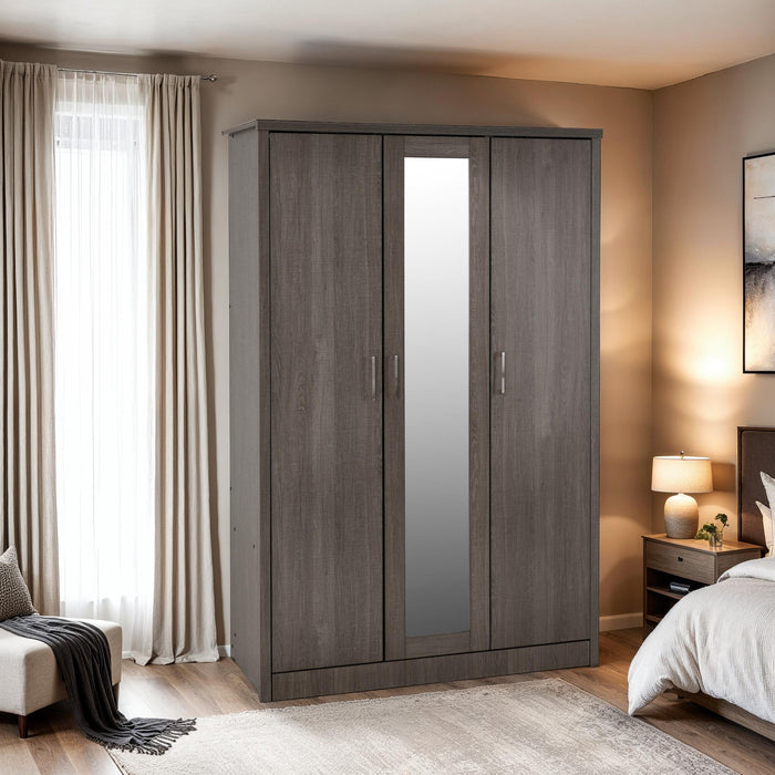 Lisbon 3 Door Wardrobe Black Wood Grain
