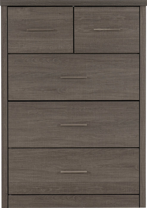 Lisbon 3+2 Drawer Chest Black Wood Grain