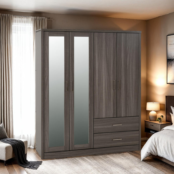 Lisbon 4 Door Wardrobe Black Wood Grain