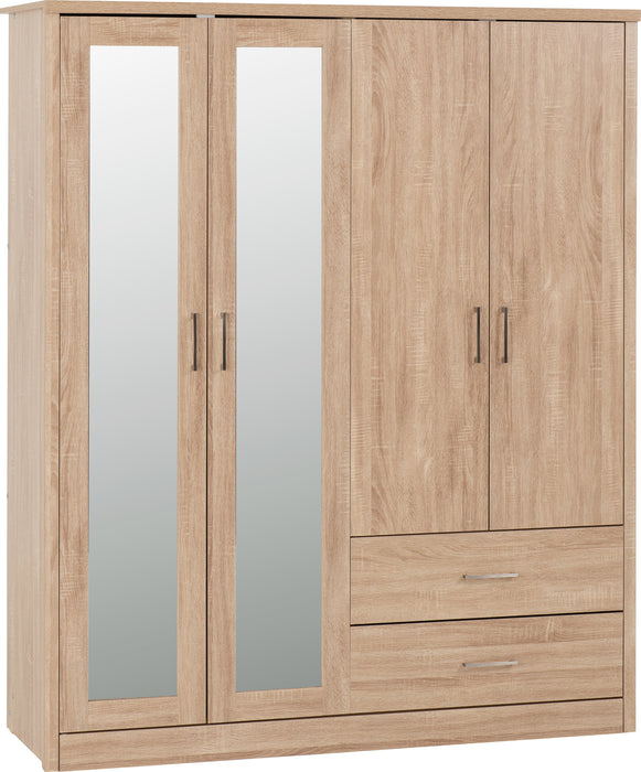 Lisbon 4 Door Wardrobe Light Oak Effect Veneer