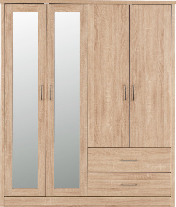 Lisbon 4 Door Wardrobe Light Oak Effect Veneer