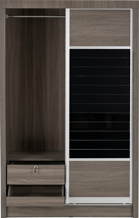 Lisbon 2 Door Sliding Wardrobe Black Wood Grain