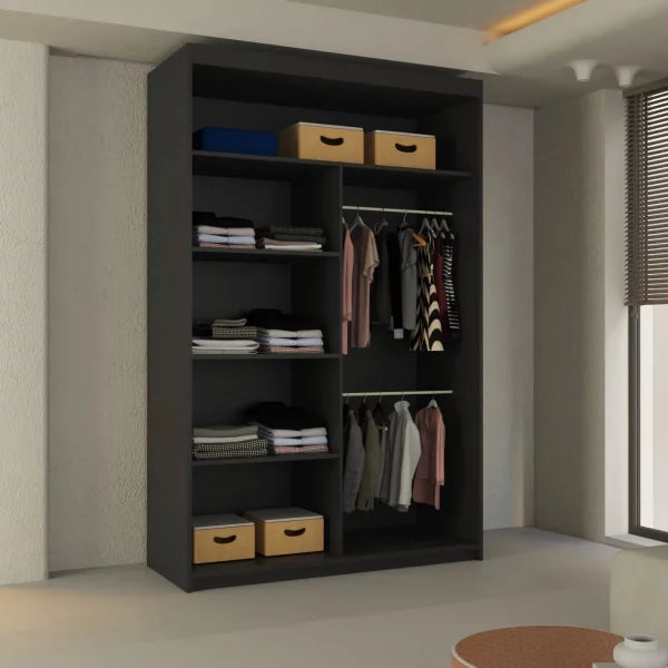LISBON SLIDING DOOR WARDROBE BLACK 120cm/150cm/180cm/203cm