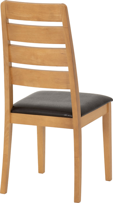 Logan Chair (Box of 2) Oak Varnish/Brown Faux Leather