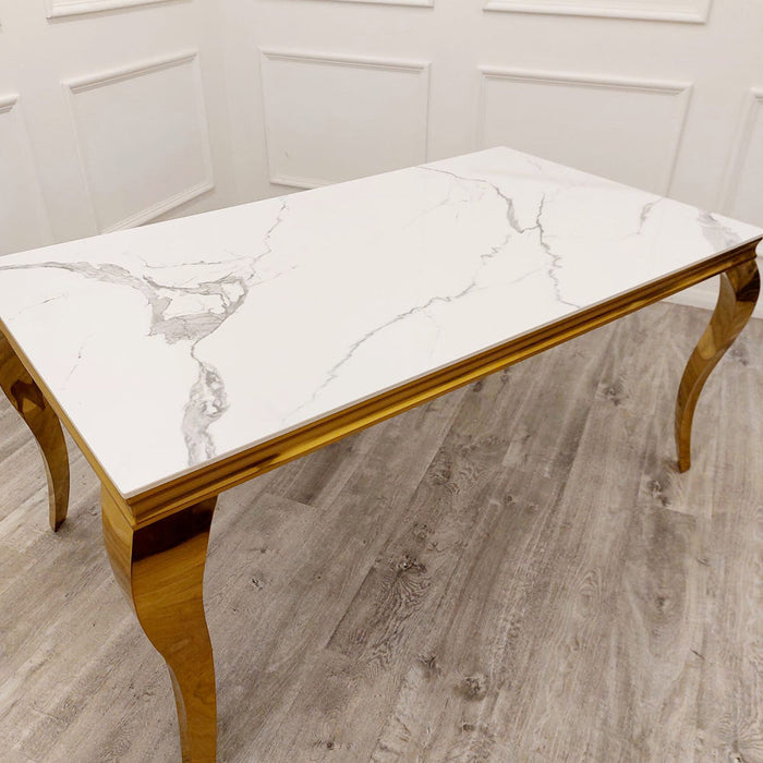 Louis Gold 1M Dining Table With Black Glass