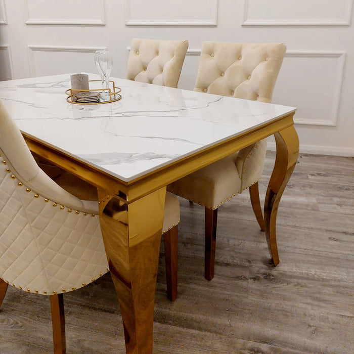 Louis Gold 1M Dining Table With Black Glass