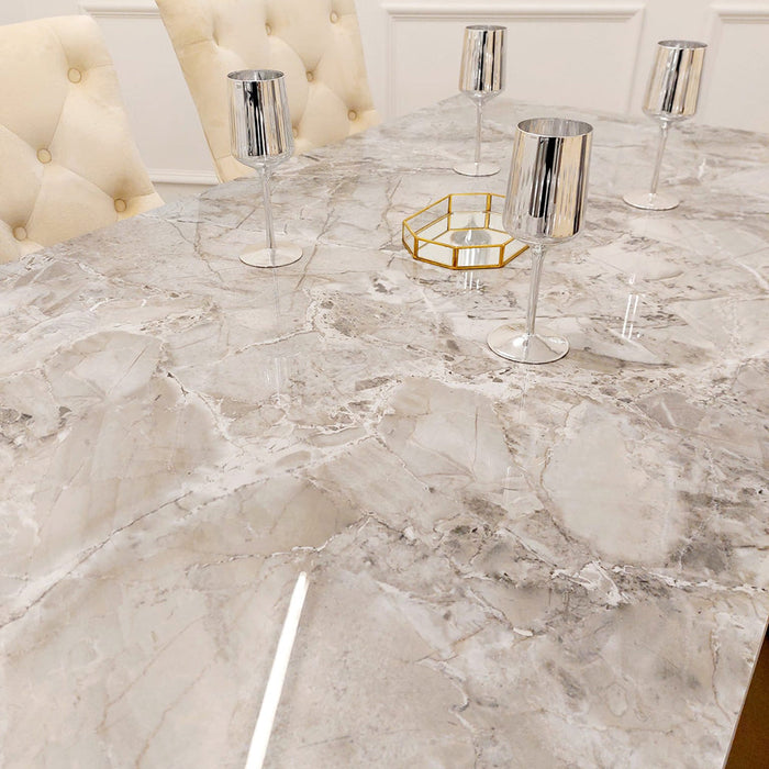 Louis Gold 1M Dining Table With Black Glass