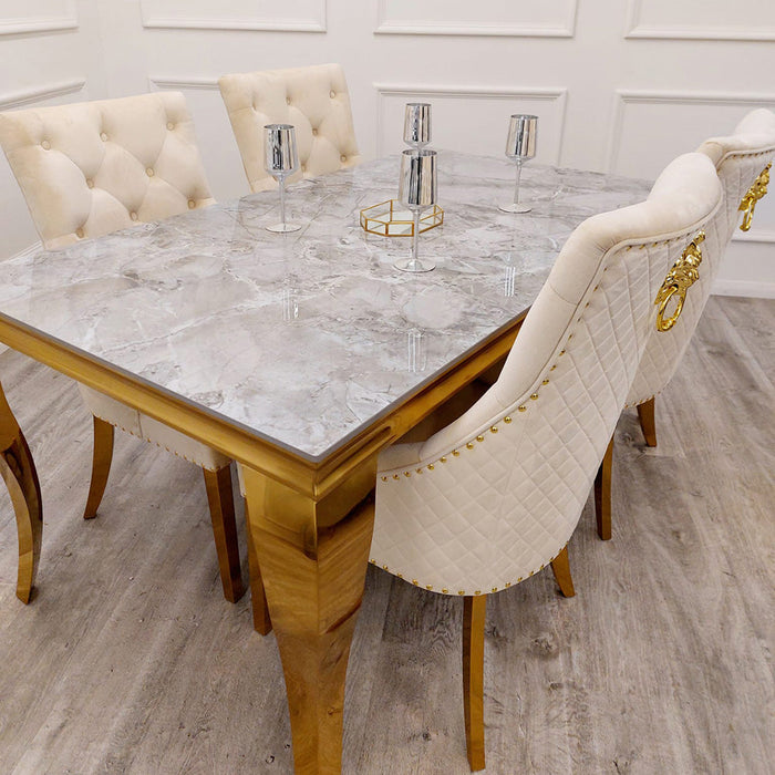 Louis Gold 1M Dining Table With Black Glass