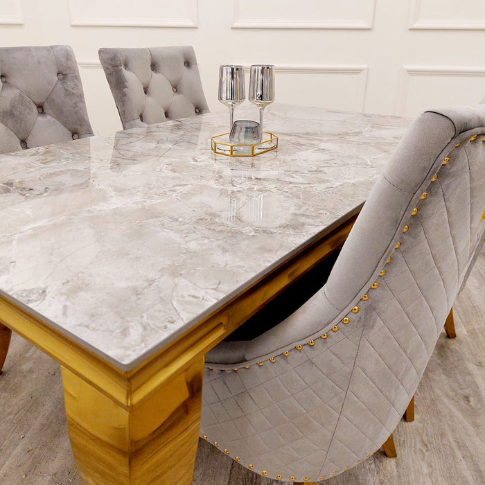 Louis Gold 1M Dining Table With Black Glass