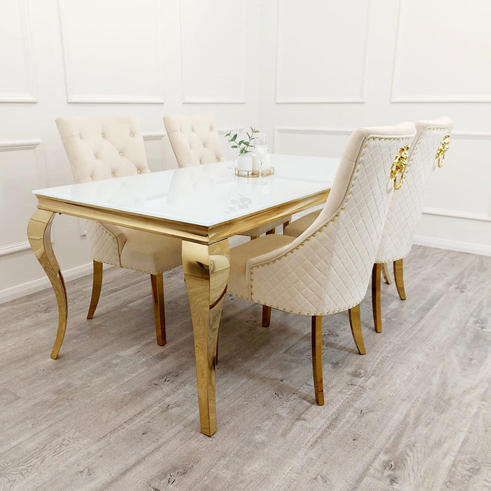 Louis Gold 1M Dining Table With Black Glass
