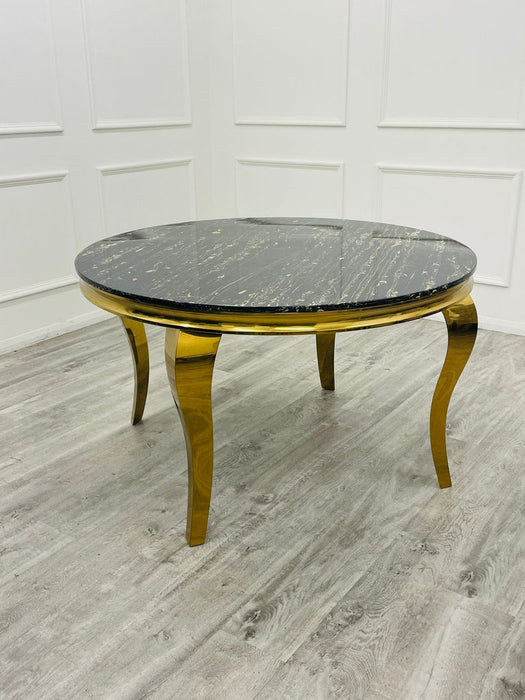 Louis Gold 1M Dining Table With Black Glass