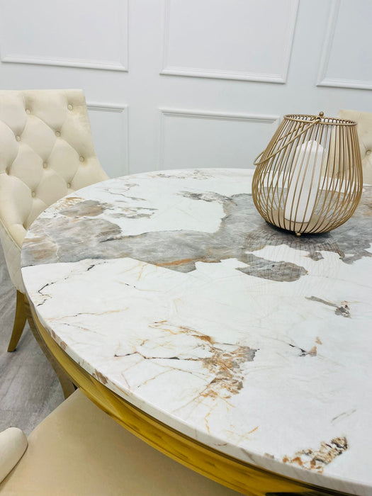 Louis Gold 1M Dining Table With Black Glass