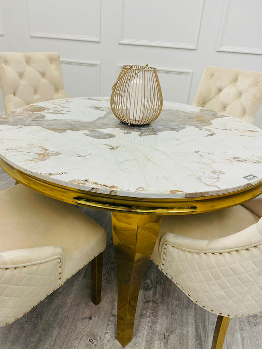 Louis Gold 1M Dining Table With Black Glass