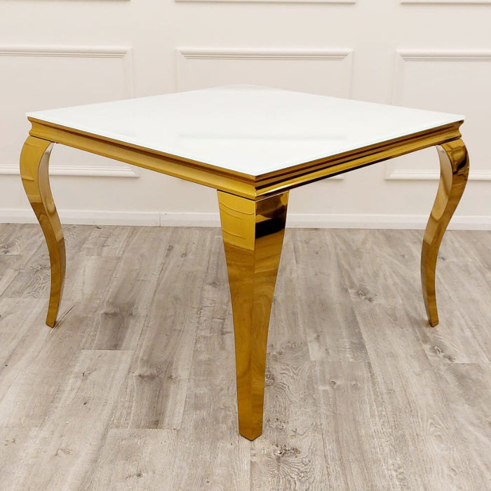 Louis Gold 1M Dining Table With White Glass
