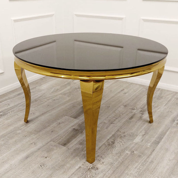 Louis Gold 1M Dining Table With Black Glass