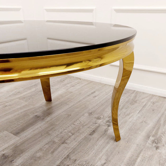 Louis Gold 1M Dining Table With White Glass