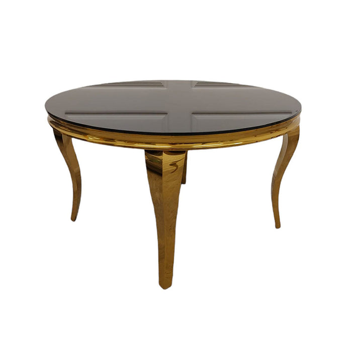 Louis Gold 1M Dining Table With White Glass