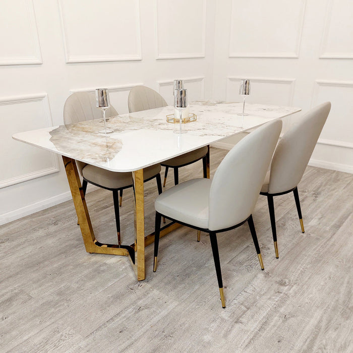 Lucien 1.8 Gold Dining Table With Pandora Gold Sintered Stone Top