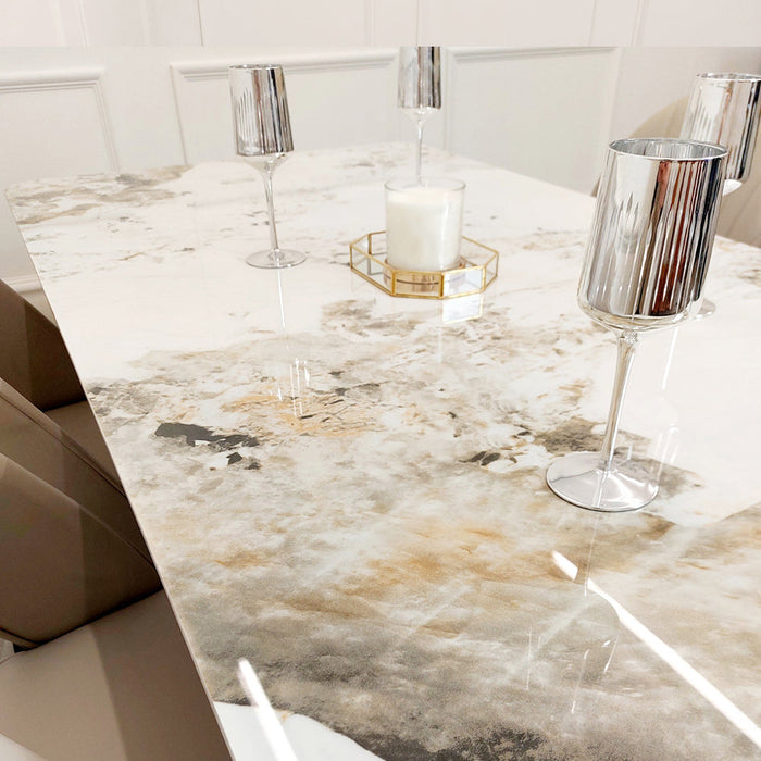 Lucien 1.8 Gold Dining Table With Pandora Gold Sintered Stone Top