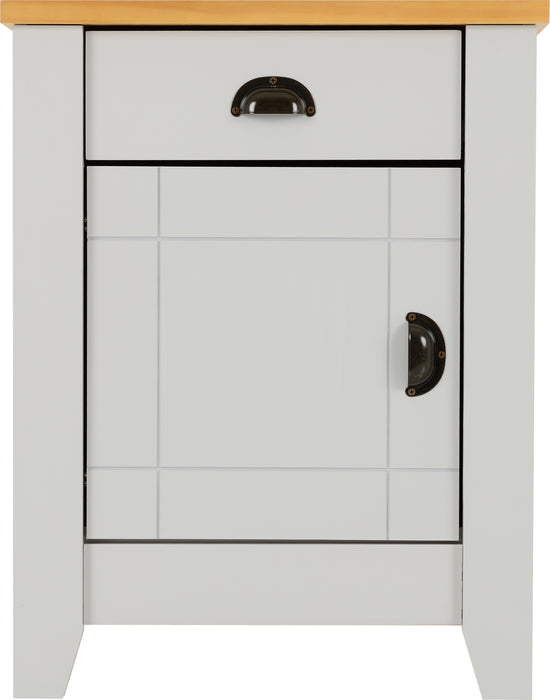 Ludlow 1 Drawer 1 Door Bedside Cabinet Grey/Oak Lacquer