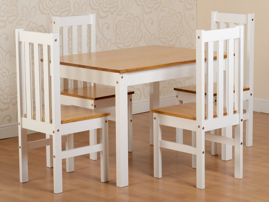 Ludlow 1+4 Dining Set White/Oak Lacquer