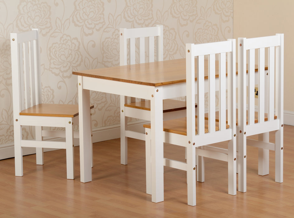 Ludlow 1+4 Dining Set White/Oak Lacquer