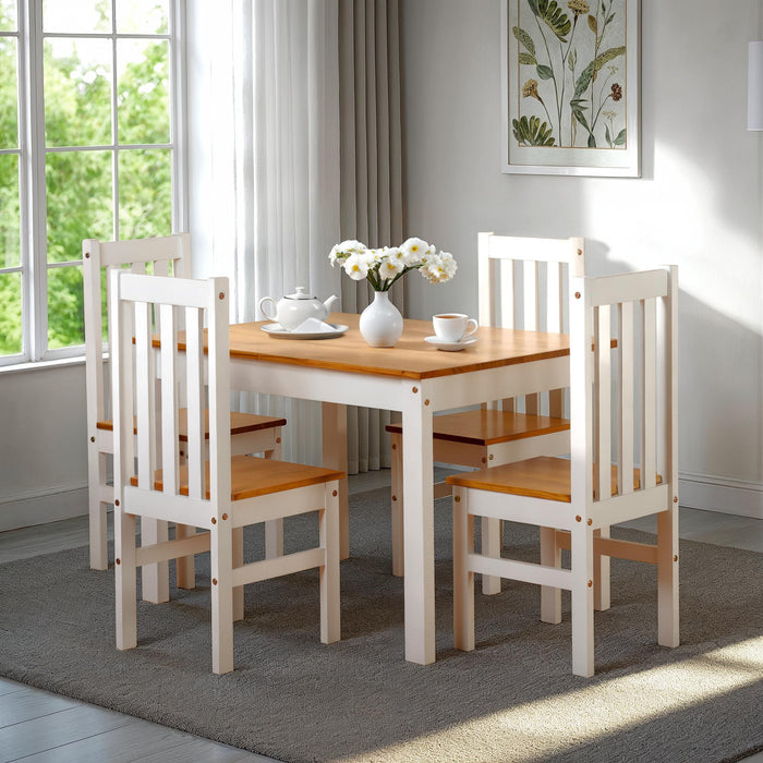 Ludlow 1+4 Dining Set White/Oak Lacquer