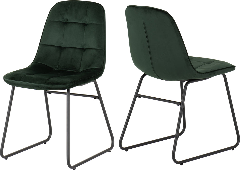 Hamilton Medium Dining Set with Lukas Chairs Medium Oak Effect/Black/Emerald Green Velvet