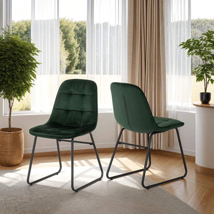 Lukas Chair (Box of 2) Emerald Green Velvet