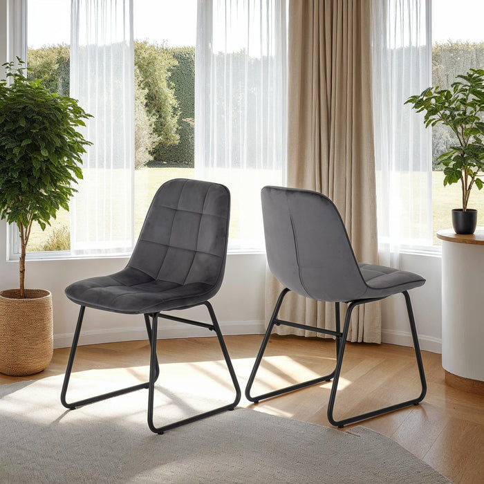 Lukas Chair (Box of 2) Grey Velvet
