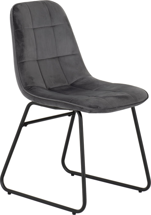 Athens Round Dining Set with Lukas Chairs Concrete Effect/Black/Grey Velvet
