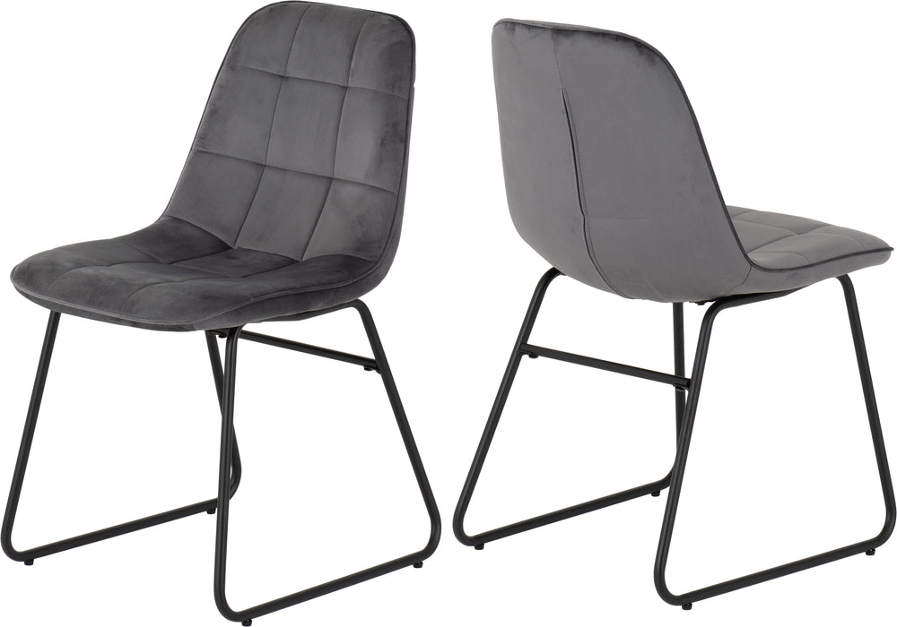 Hamilton Large Dining Set with Lukas Chairs Medium Oak Effect/Black/Grey Velvet