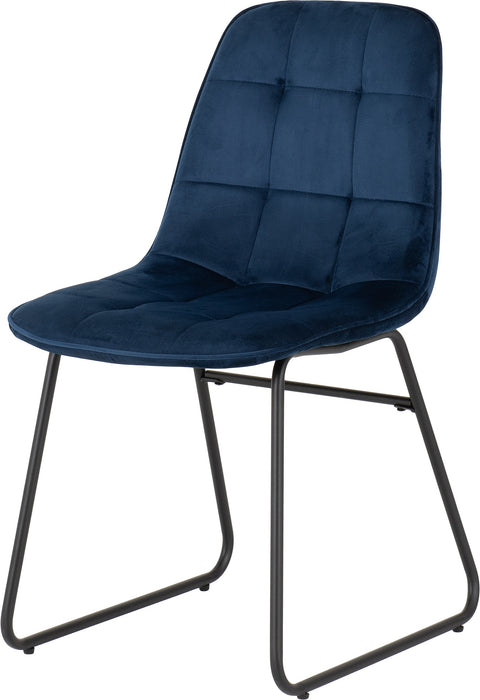 Hamilton Large Dining Set with Lukas Chairs Medium Oak Effect/Black/Sapphire Blue Velvet