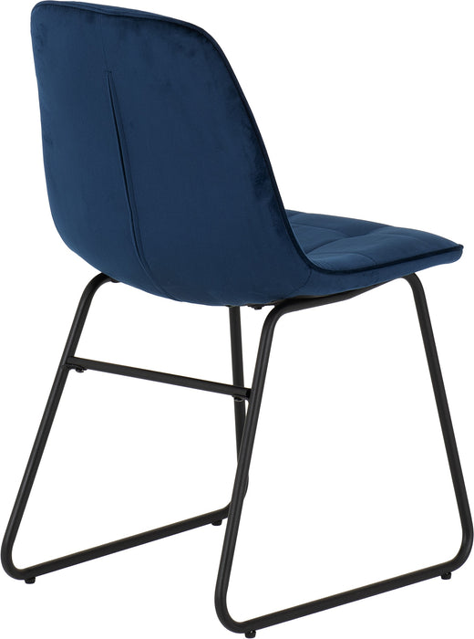 Quebec Wave Edge Dining Set with Lukas Chairs Medium Oak Effect/Black/Sapphire Blue Velvet