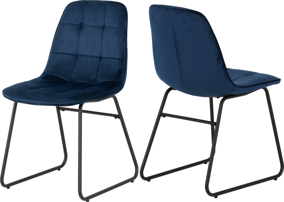 Hamilton Large Dining Set with Lukas Chairs Medium Oak Effect/Black/Sapphire Blue Velvet