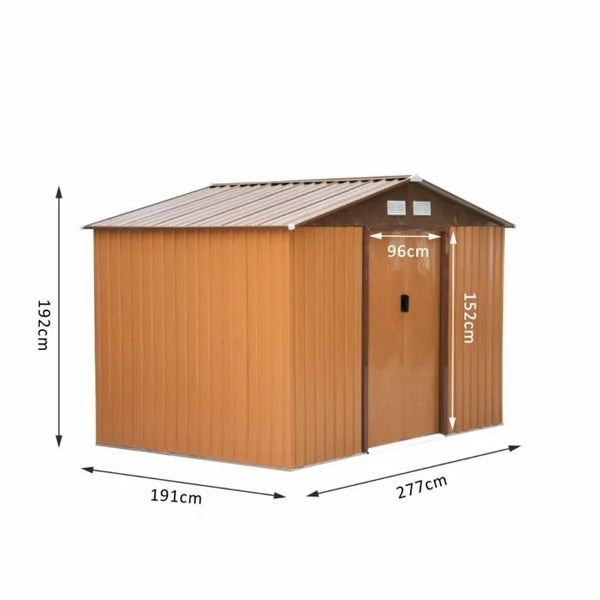 Large or XL Metal Garden Shed Brown