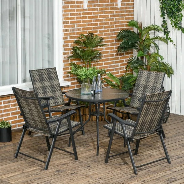 4 Seater Rattan Dining Set Garden Dining Set with Folding Armchairs