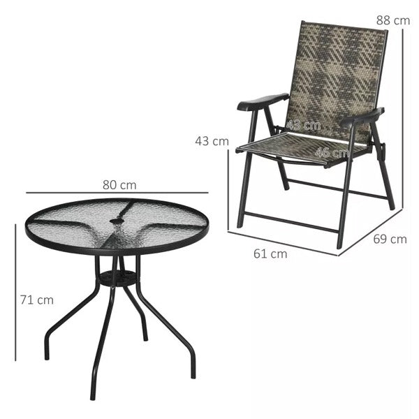 4 Seater Rattan Dining Set Garden Dining Set with Folding Armchairs