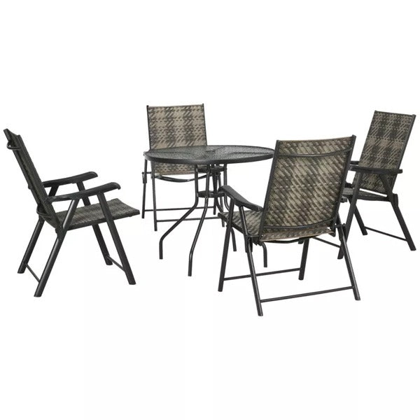 4 Seater Rattan Dining Set Garden Dining Set with Folding Armchairs