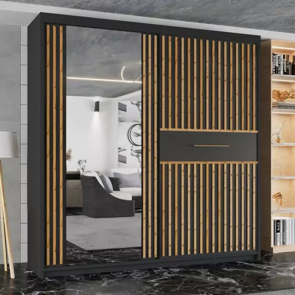 Lyllie 2 Door Sliding Wardrobe Black 150/203cm