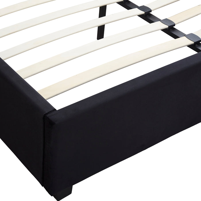 Madison 5' Bed Black Velvet Fabric