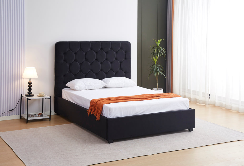 Madison 5' Bed Black Velvet Fabric