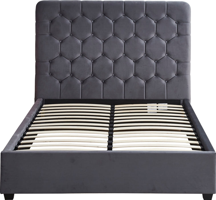 Madison 5' Bed Grey Velvet Fabric
